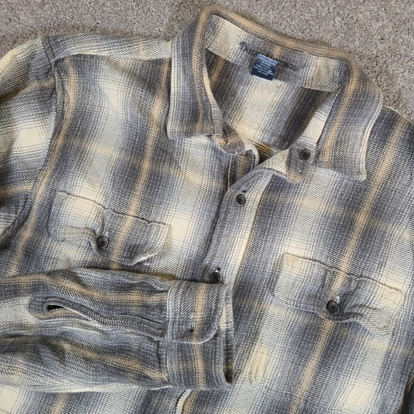 Tailor Vintage Other - Tailor Vintage Reversible Flannel Shirt Mens Large Gray Green/Blue Plaid Stripes